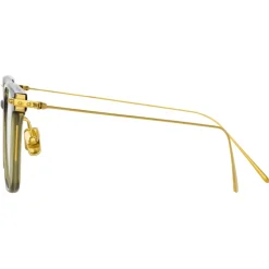 Linda Farrow - Gehry Rectangular Optical Glasses in Light Gold Green - LF37AC2OPT - Linda Farrow Eyewear - Avvenice