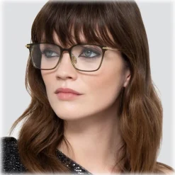 Linda Farrow - Gehry Rectangular Optical Glasses in Light Gold Green - LF37AC2OPT - Linda Farrow Eyewear - Avvenice