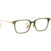 Linda Farrow - Gehry Rectangular Optical Glasses in Light Gold Green - LF37C3OPT - Linda Farrow Eyewear - Avvenice