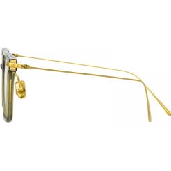 Linda Farrow - Gehry Rectangular Optical Glasses in Light Gold Green - LF37C3OPT - Linda Farrow Eyewear - Avvenice