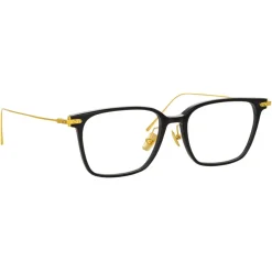 Linda Farrow - Gehry Rectangular Optical Glasses in Black Yellow Gold - LF37C1OPT - Linda Farrow Eyewear - Avvenice