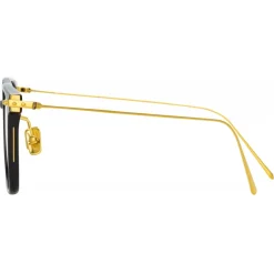 Linda Farrow - Gehry Rectangular Optical Glasses in Black Yellow Gold - LF37C1OPT - Linda Farrow Eyewear - Avvenice