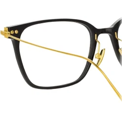Linda Farrow - Gehry Rectangular Optical Glasses in Black Yellow Gold - LF37C1OPT - Linda Farrow Eyewear - Avvenice