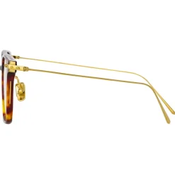 Linda Farrow - Gehry Rectangular Optical Glasses in Yellow Gold Tortoiseshell - LF37AC2OPT - Linda Farrow Eyewear - Avvenice