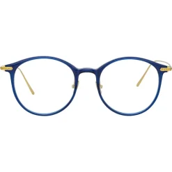 Linda Farrow - Gray Oval Optical Glasses in Blue - LF02AC16OPT - Linda Farrow Eyewear - Avvenice