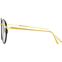 Linda Farrow - Harrison Oval Optical Glasses in Black Yellow Gold - LFL940C1OPT - Linda Farrow Eyewear - Avvenice