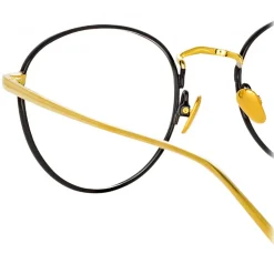 Linda Farrow - Harrison Oval Optical Glasses in Black Yellow Gold - LFL940C1OPT - Linda Farrow Eyewear - Avvenice