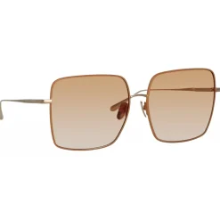 Linda Farrow - Hina Square Sunglasses in Tobacco - LFL1458C2SUN - Linda Farrow Eyewear - Avvenice