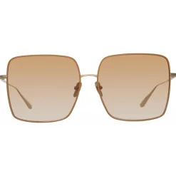 Linda Farrow - Hina Square Sunglasses in Tobacco - LFL1458C2SUN - Linda Farrow Eyewear - Avvenice