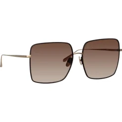Linda Farrow - Hina Square Sunglasses in Brown - LFL1458C3SUN - Linda Farrow Eyewear - Avvenice