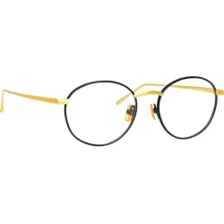 Linda Farrow - Hoffman Oval Optical Glasses in Black Yellow Gold - LFL1034C1OPT - Linda Farrow Eyewear - Avvenice