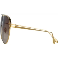 Linda Farrow - Hura Aviator Sunglasses in Yellow Gold - LFL1263C2SUN - Linda Farrow Eyewear - Avvenice