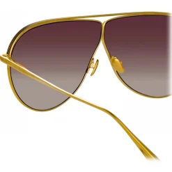 Linda Farrow - Hura Aviator Sunglasses in Yellow Gold - LFL1263C2SUN - Linda Farrow Eyewear - Avvenice