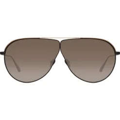 Linda Farrow - Hura Aviator Sunglasses in Black - LFL1263C1SUN - Linda Farrow Eyewear - Avvenice