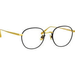 Linda Farrow - Jules Oval Optical Glasses in Yellow Gold Black - LFL1233C1OPT - Linda Farrow Eyewear - Avvenice