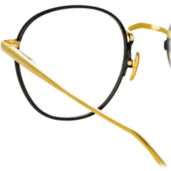 Linda Farrow - Jules Oval Optical Glasses in Yellow Gold Black - LFL1233C1OPT - Linda Farrow Eyewear - Avvenice