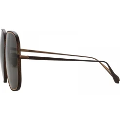Linda Farrow - Juliana Oversized Sunglasses in Nickel - LFL1394C1SUN - Linda Farrow Eyewear - Avvenice