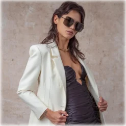 Linda Farrow - Juliana Oversized Sunglasses in Nickel - LFL1394C1SUN - Linda Farrow Eyewear - Avvenice