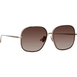 Linda Farrow - Juliana Oversized Sunglasses in Light Gold - LFL1394C1SUN - Linda Farrow Eyewear - Avvenice