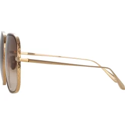 Linda Farrow - Juliana Oversized Sunglasses in Light Gold - LFL1394C1SUN - Linda Farrow Eyewear - Avvenice