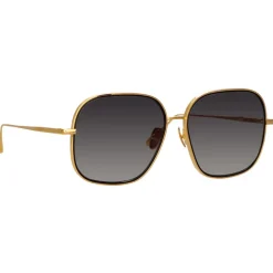 Linda Farrow - Juliana Oversized Sunglasses in Yellow Gold - LFL1394C2SUN  - Linda Farrow Eyewear - Avvenice