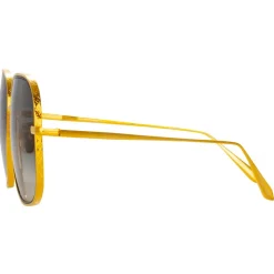 Linda Farrow - Juliana Oversized Sunglasses in Yellow Gold - LFL1394C2SUN  - Linda Farrow Eyewear - Avvenice