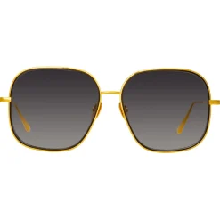 Linda Farrow - Juliana Oversized Sunglasses in Yellow Gold - LFL1394C2SUN  - Linda Farrow Eyewear - Avvenice