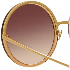 Linda Farrow - Kew Oversized Sunglasses in Tobacco - LFL457C37SUN - Linda Farrow Eyewear - Avvenice