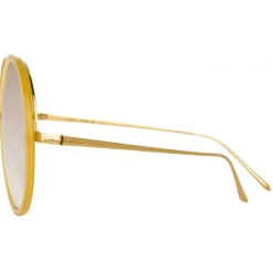 Linda Farrow - Kew Round Sunglasses in Yellow Gold - LFL457C33SUN - Linda Farrow Eyewear - Avvenice