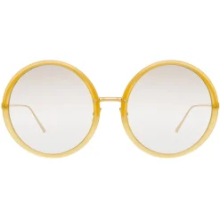 Linda Farrow - Kew Round Sunglasses in Yellow Gold - LFL457C33SUN - Linda Farrow Eyewear - Avvenice