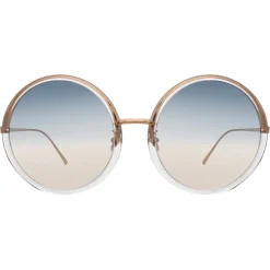 Linda Farrow - Kew Round Sunglasses in Rose Gold Clear - LFL457C32SUN - Linda Farrow Eyewear - Avvenice