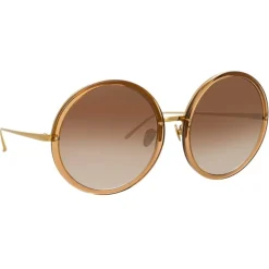 Linda Farrow - Kew Round Sunglasses in Brown - LFLC457C34SUN - Linda Farrow Eyewear - Avvenice