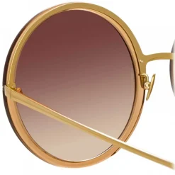 Linda Farrow - Kew Round Sunglasses in Brown - LFLC457C34SUN - Linda Farrow Eyewear - Avvenice