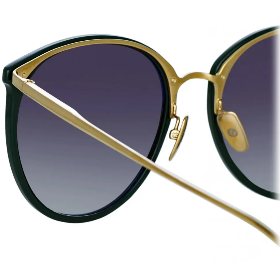 Linda Farrow - Kings Oval Sunglasses in Green - LFL747C26SUN - Linda Farrow Eyewear - Avvenice