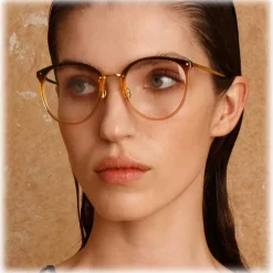 Linda Farrow - Kings Oval Optical Glasses in Brown - LFL747C29OPT - Linda Farrow Eyewear - Avvenice