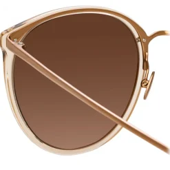 Linda Farrow - Kings Oversized Sunglasses in Rose Gold Transparent - LFL747C5SUN - Linda Farrow Eyewear - Avvenice