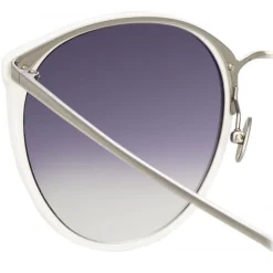 Linda Farrow - Kings Oversized Sunglasses in White - LFL747C4SUN - Linda Farrow Eyewear - Avvenice
