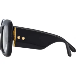 Linda Farrow - Lavinia Rectangular Optical Glasses in Black - LFL995C6OPT - Linda Farrow Eyewear - Avvenice