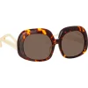 Linda Farrow - Lea Oversized Sunglasses in Tortoiseshell - LFL1289C2SUN - Linda Farrow Eyewear - Avvenice