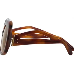 Linda Farrow - Lea Oversized Sunglasses in Horn - LFL1289C3SUN - Linda Farrow Eyewear - Avvenice