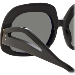 Linda Farrow - Lea Oversized Sunglasses in Black - LFL1289C1SUN - Linda Farrow Eyewear - Avvenice