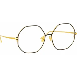 Linda Farrow - Leif Oversized Optical Glasses in Yellow Gold Black - LFL1148C6OPT - Linda Farrow Eyewear - Avvenice
