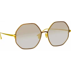 Linda Farrow - Leif Oversized Sunglasses in Yellow Gold Brown - LFL1148C2SUN - Linda Farrow Eyewear - Avvenice