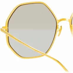 Linda Farrow - Leif Oversized Sunglasses in Yellow Gold Brown - LFL1148C2SUN - Linda Farrow Eyewear - Avvenice