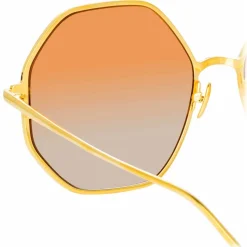 Linda Farrow - Leif Oversized Sunglasses in Yellow Gold Brown - LFL1148C4SUN - Linda Farrow Eyewear - Avvenice