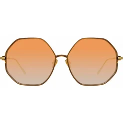 Linda Farrow - Leif Oversized Sunglasses in Yellow Gold Brown - LFL1148C4SUN - Linda Farrow Eyewear - Avvenice