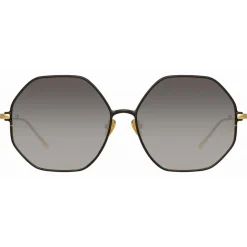 Linda Farrow - Leif Oversized Sunglasses in Yellow Gold Black - LFL1148C1SUN - Linda Farrow Eyewear - Avvenice