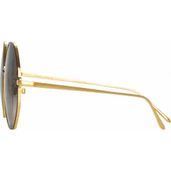 Linda Farrow - Leif Oversized Sunglasses in Yellow Gold Black - LFL1148C1SUN - Linda Farrow Eyewear - Avvenice