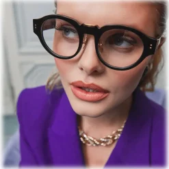 Linda Farrow - Leon Angular Optical Glasses in Black - LFL1324C1OPT - Linda Farrow Eyewear - Avvenice