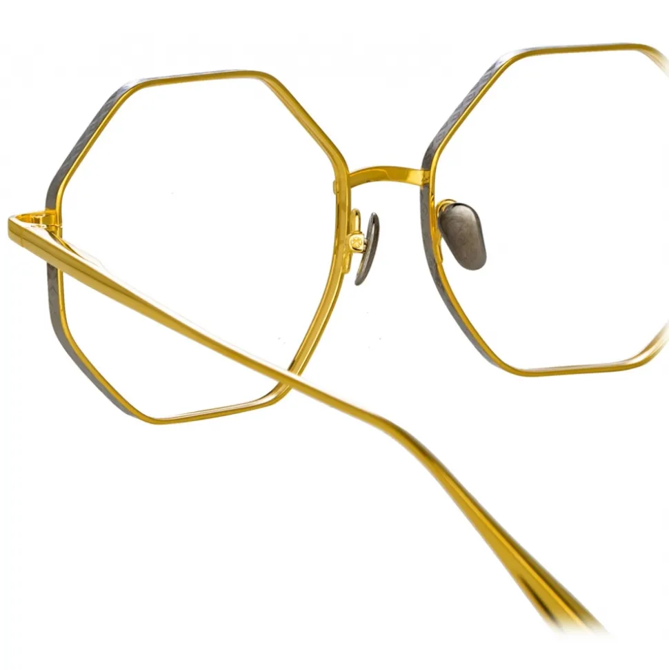 Linda Farrow - Lianas Hexagon Optical Glasses in Yellow Gold - LFL1253C5OPT - Linda Farrow Eyewear - Avvenice